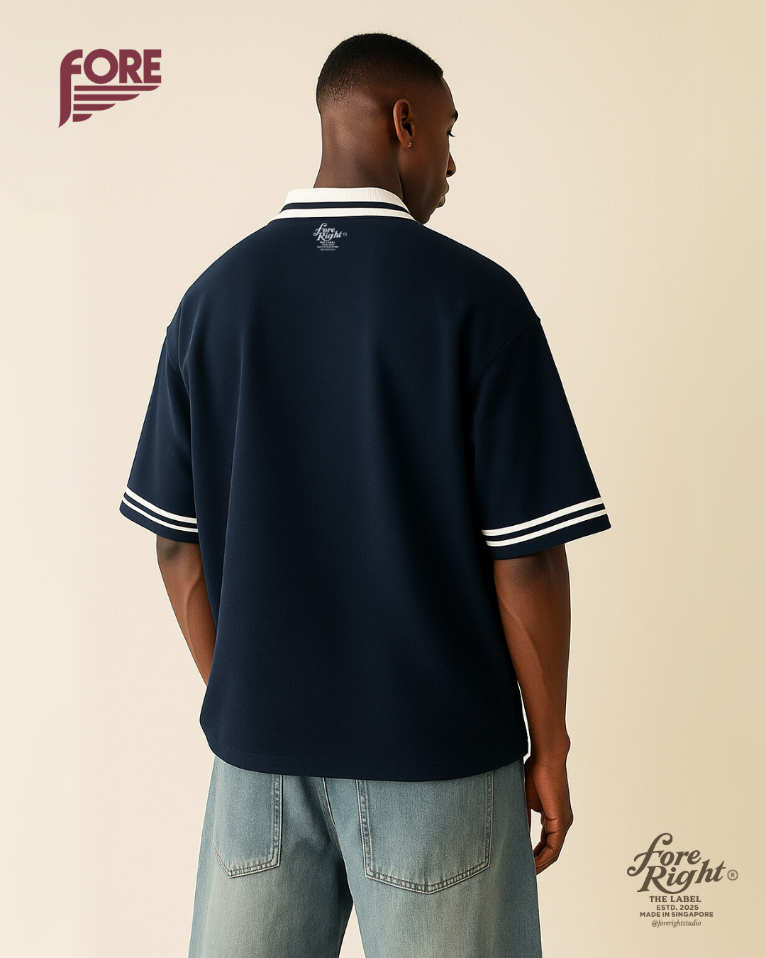 FORE Signature Piqué Polo – Navy